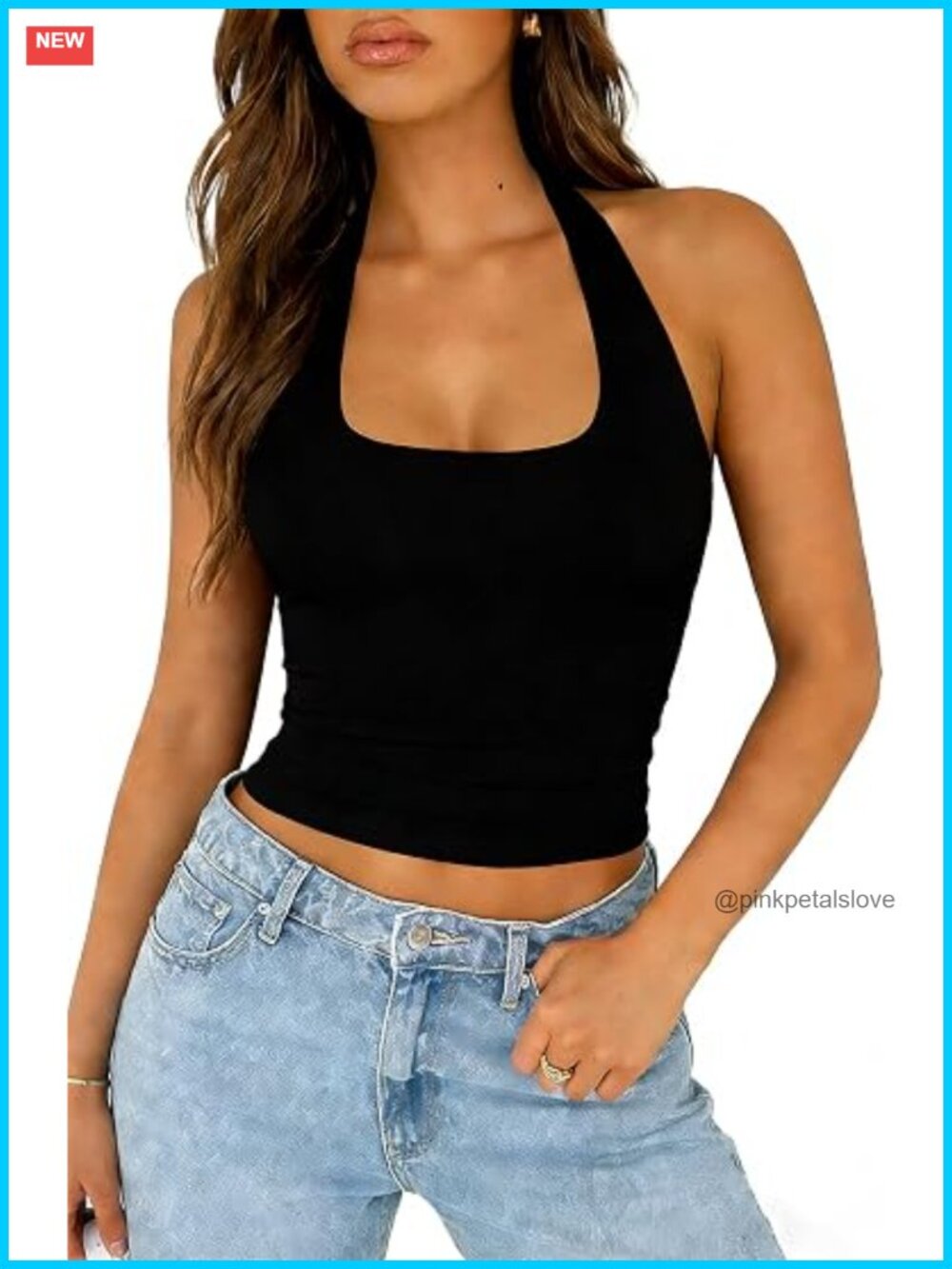 Double Lined Halter Crop Tank Top Backless Going Out Sleeveless Y2K
